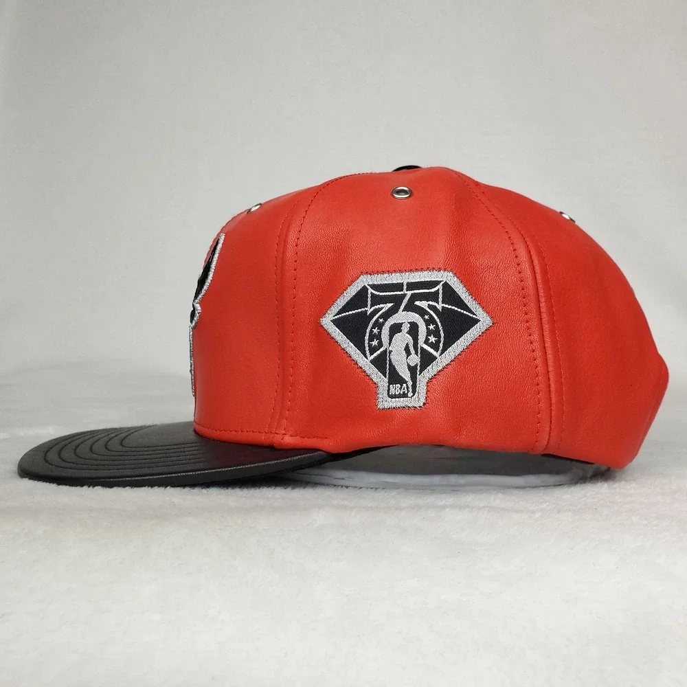 Chicago Bulls Mitchell & Ness NBA Snapback 3D Logo‎ Red Black Leather New